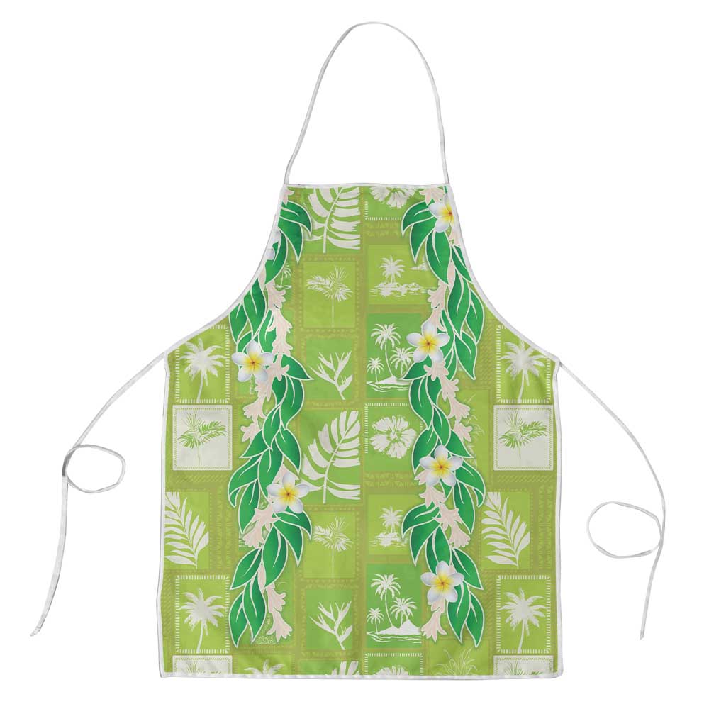 Aloha Hawaii Tuberose Lei Apron Tropical Vibes Green Color - Polynesian Pride