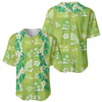 Aloha Hawaii Tuberose Lei Baseball Jersey Tropical Vibes Green Color - Polynesian Pride