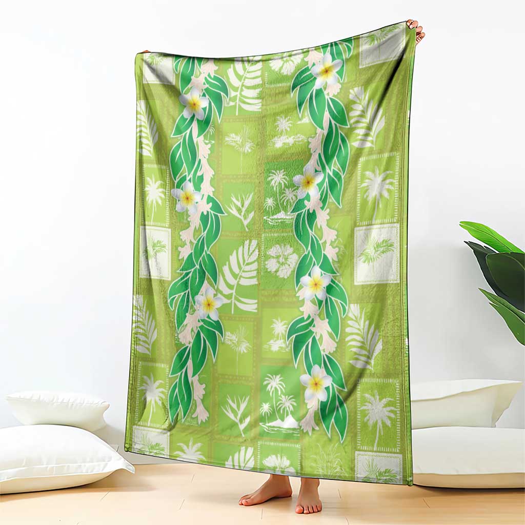 Aloha Hawaii Tuberose Lei Blanket Tropical Vibes Green Color - Polynesian Pride