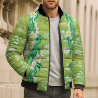 Aloha Hawaii Tuberose Lei Bomber Puffer Jacket Tropical Vibes Green Color - Polynesian Pride
