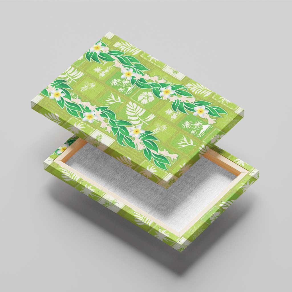 Aloha Hawaii Tuberose Lei Canvas Wall Art Tropical Vibes Green Color - Polynesian Pride