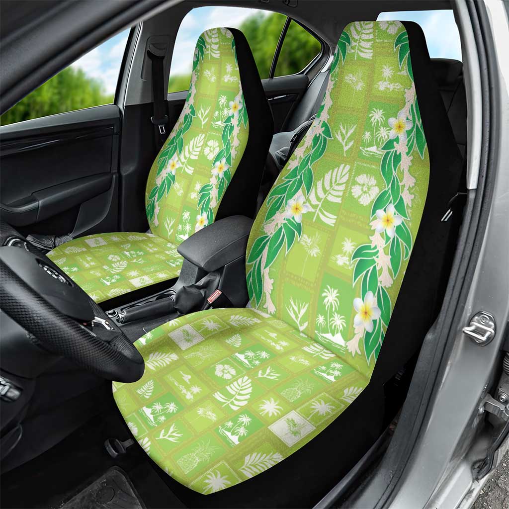 Aloha Hawaii Tuberose Lei Car Seat Cover Tropical Vibes Green Color - Polynesian Pride