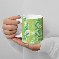 Aloha Hawaii Tuberose Lei Ceramic Mug Tropical Vibes Green Color - Polynesian Pride