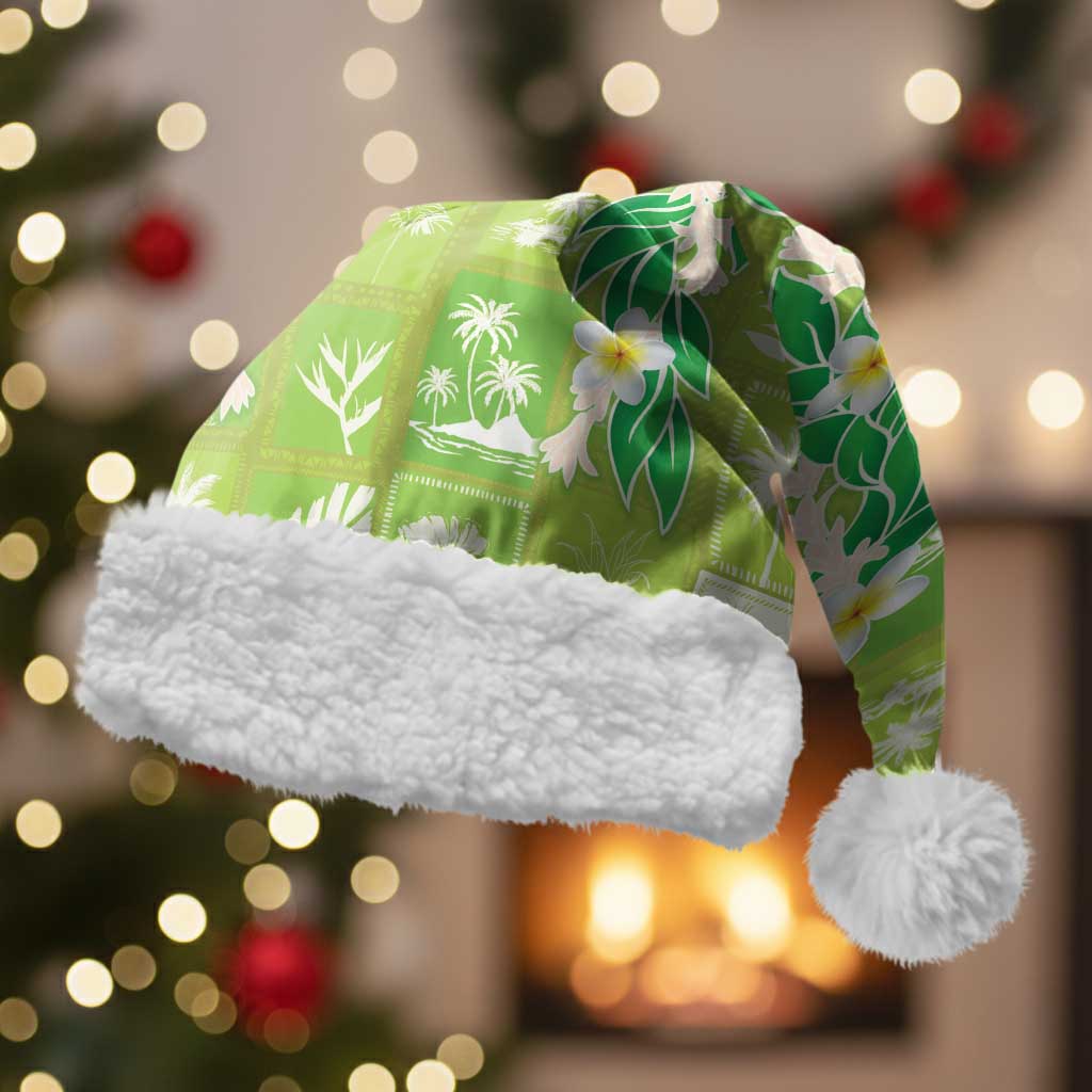 Aloha Hawaii Tuberose Lei Christmas Santa Hat Tropical Vibes Green Color - Polynesian Pride
