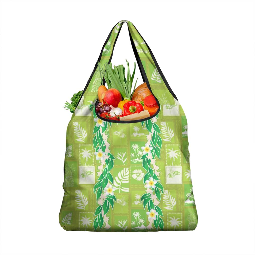 Aloha Hawaii Tuberose Lei Grocery Bag Tropical Vibes Green Color - Polynesian Pride