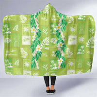Aloha Hawaii Tuberose Lei Hooded Blanket Tropical Vibes Green Color - Polynesian Pride