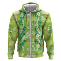 Aloha Hawaii Tuberose Lei Hoodie Tropical Vibes Green Color - Polynesian Pride