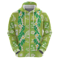 Aloha Hawaii Tuberose Lei Hoodie Tropical Vibes Green Color - Polynesian Pride