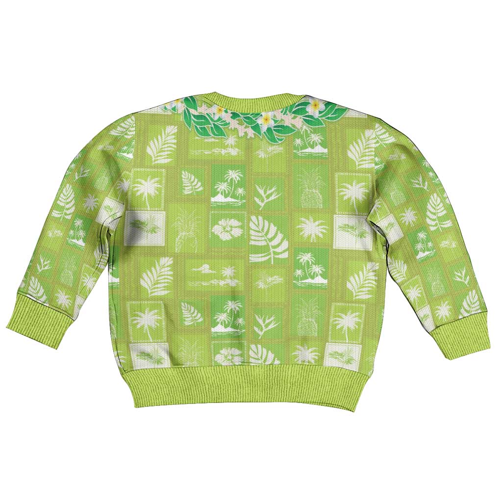 Aloha Hawaii Tuberose Lei Kid Ugly Christmas Sweater Tropical Vibes Green Color - Polynesian Pride