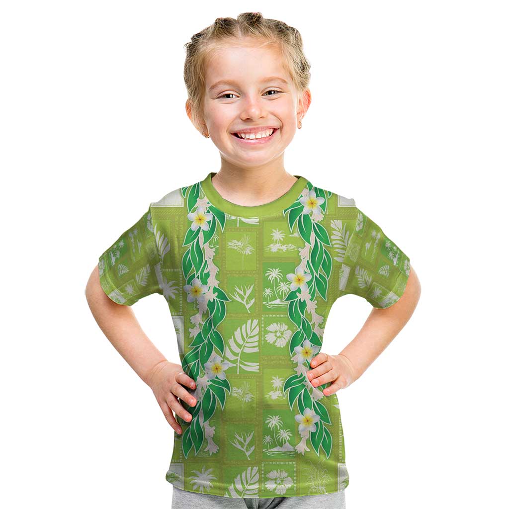 Aloha Hawaii Tuberose Lei Kid T Shirt Tropical Vibes Green Color - Polynesian Pride
