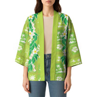 Aloha Hawaii Tuberose Lei Kimono Tropical Vibes Green Color - Polynesian Pride
