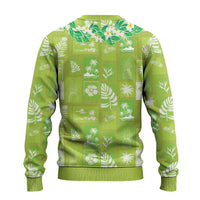 Aloha Hawaii Tuberose Lei Ugly Christmas Sweater Tropical Vibes Green Color - Polynesian Pride