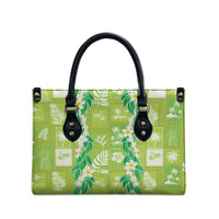Aloha Hawaii Tuberose Lei Leather Bag Tropical Vibes Green Color - Polynesian Pride