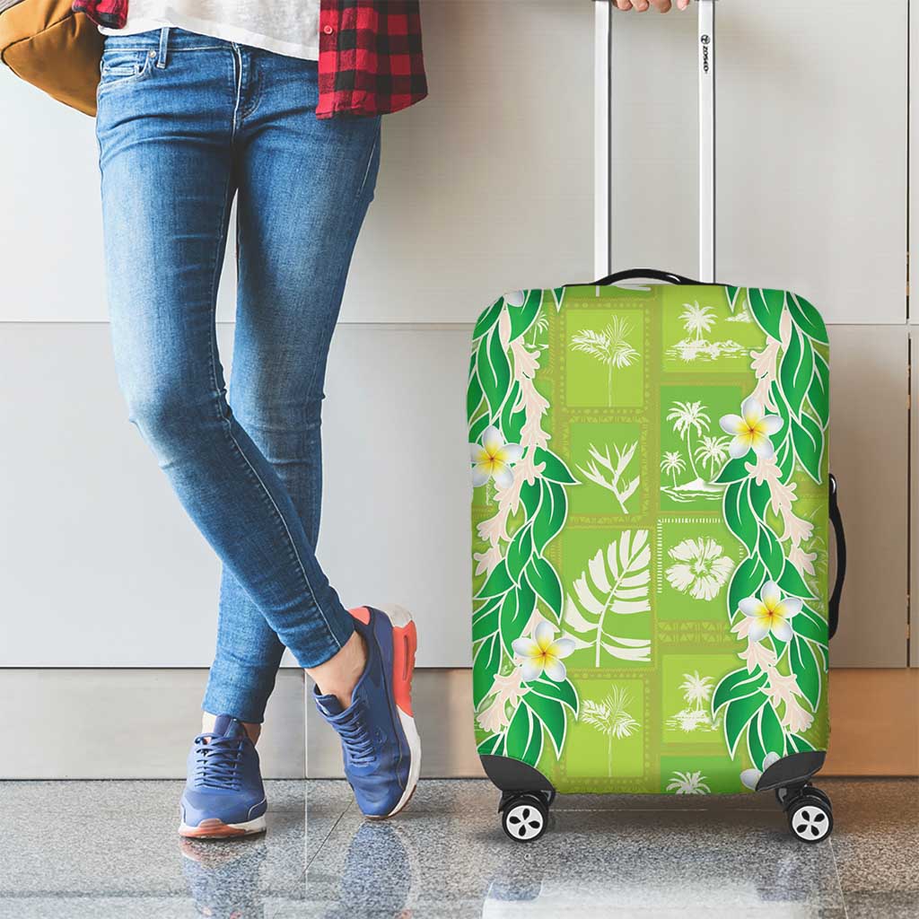 Aloha Hawaii Tuberose Lei Luggage Cover Tropical Vibes Green Color - Polynesian Pride
