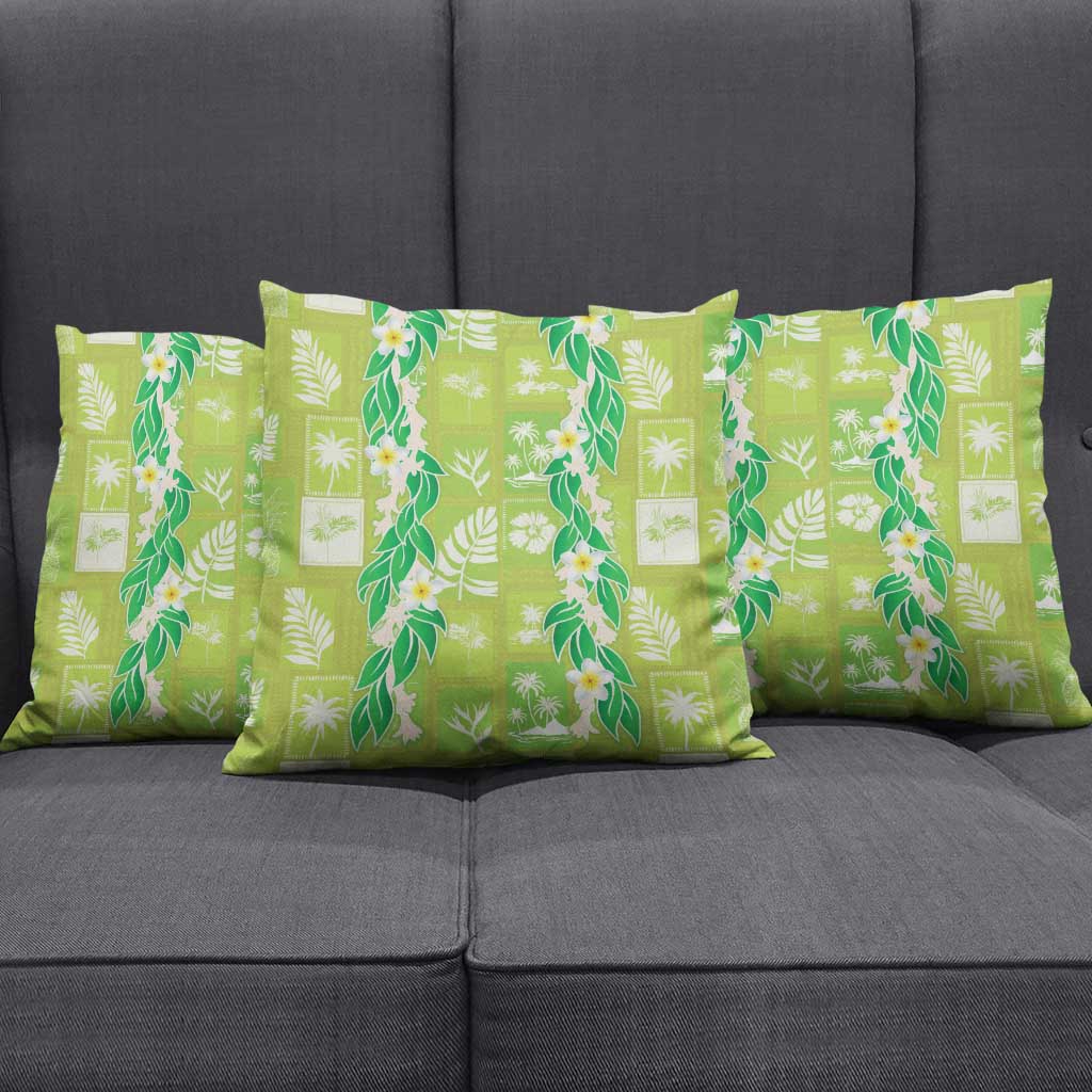 Aloha Hawaii Tuberose Lei Pillow Cover Tropical Vibes Green Color - Polynesian Pride