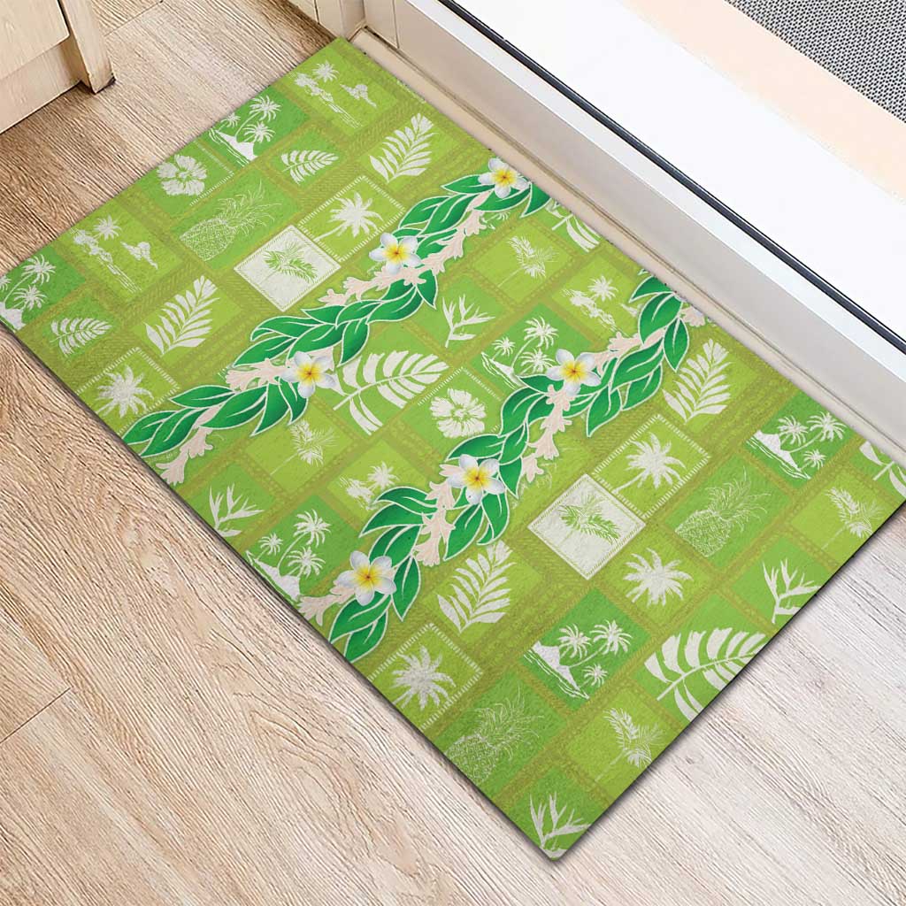 Aloha Hawaii Tuberose Lei Rubber Doormat Tropical Vibes Green Color - Polynesian Pride