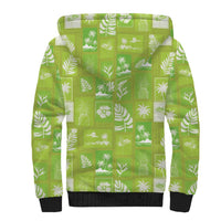 Aloha Hawaii Tuberose Lei Sherpa Hoodie Tropical Vibes Green Color - Polynesian Pride