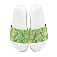 Aloha Hawaii Tuberose Lei Slide Sandals Tropical Vibes Green Color - Polynesian Pride