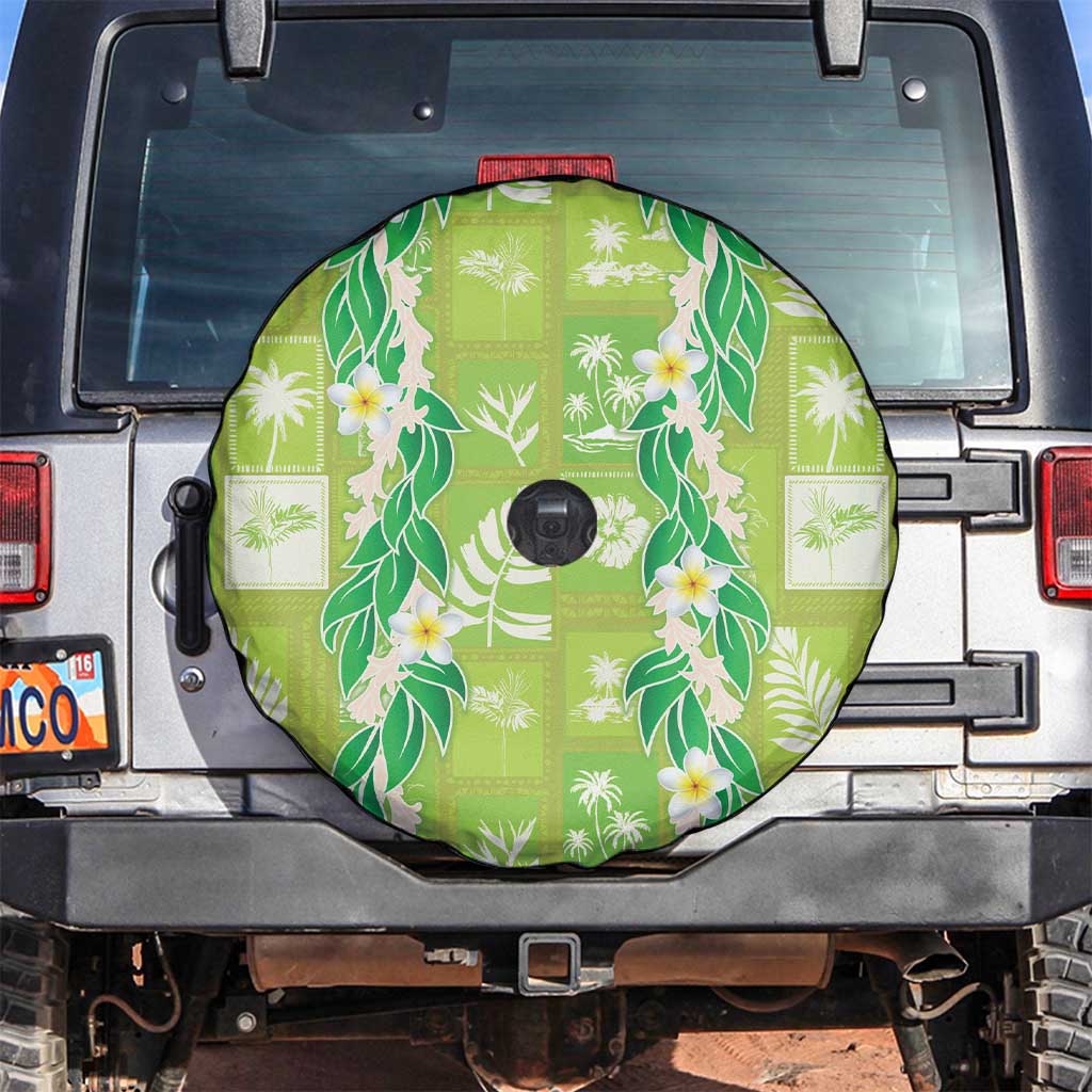 Aloha Hawaii Tuberose Lei Spare Tire Cover Tropical Vibes Green Color - Polynesian Pride