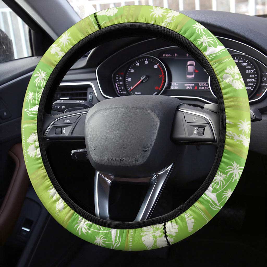 Aloha Hawaii Tuberose Lei Steering Wheel Cover Tropical Vibes Green Color - Polynesian Pride