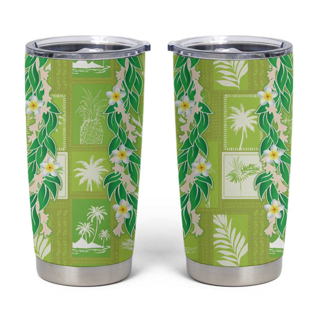 Aloha Hawaii Tuberose Lei Tumbler Cup Tropical Vibes Green Color - Polynesian Pride