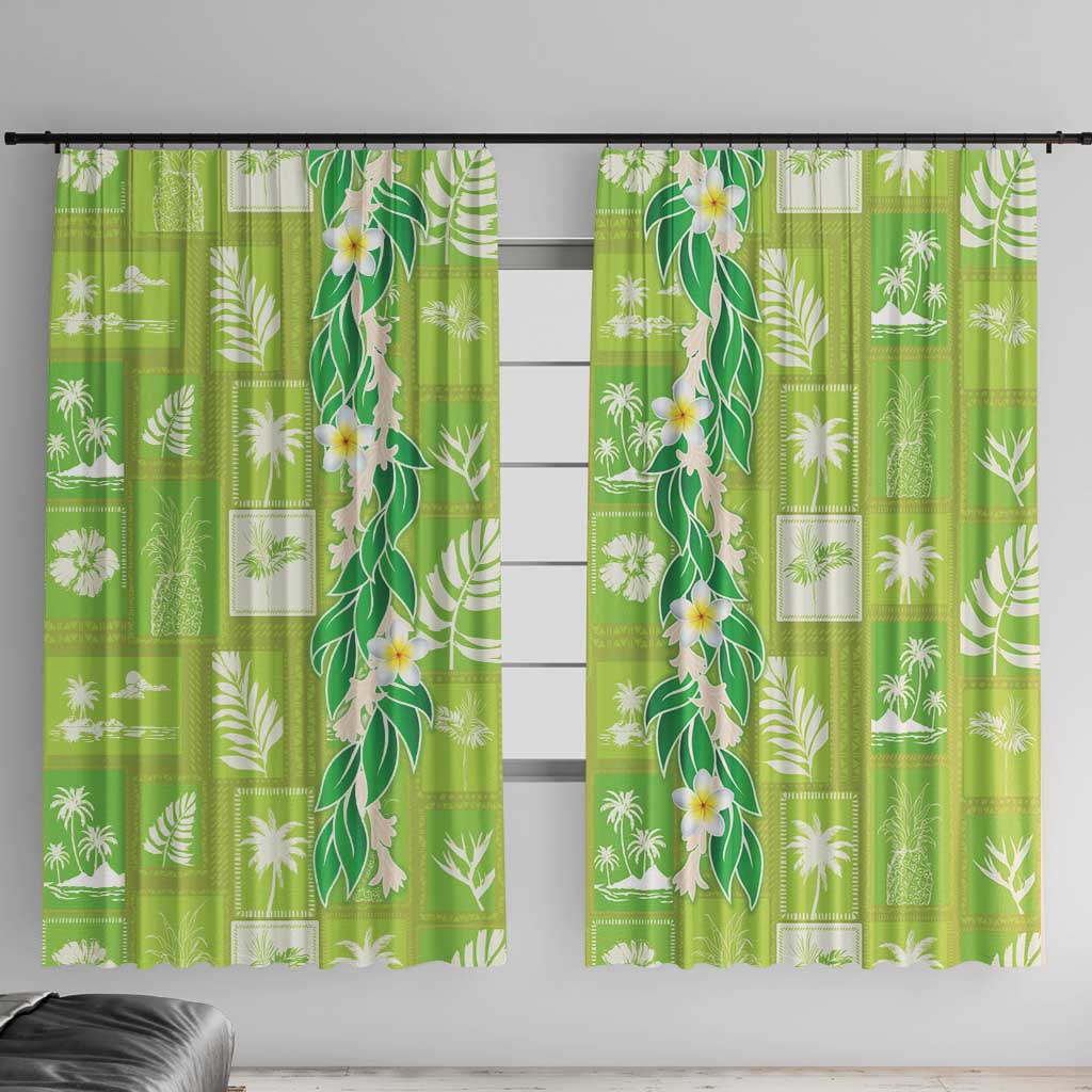 Aloha Hawaii Tuberose Lei Window Curtain Tropical Vibes Green Color - Polynesian Pride