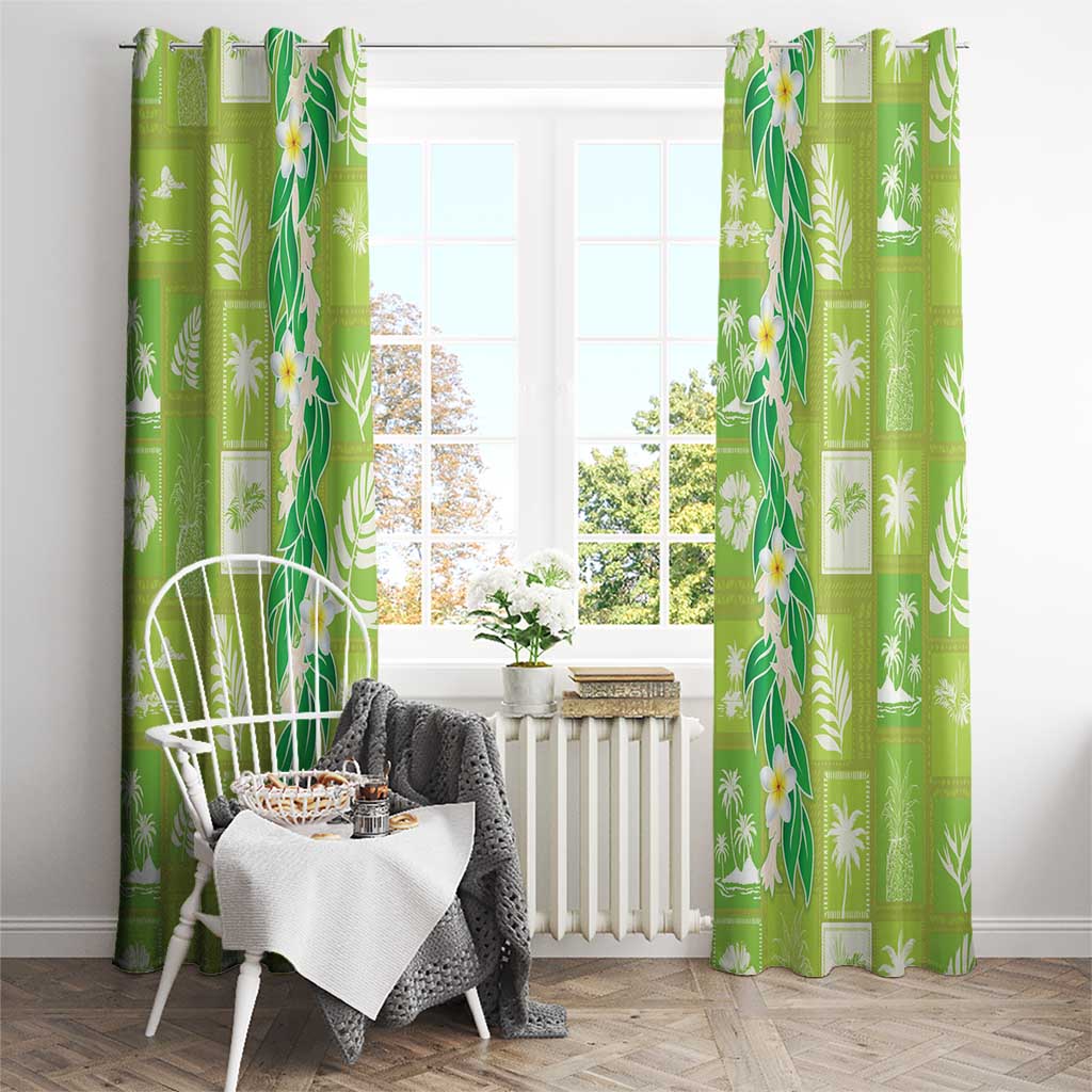 Aloha Hawaii Tuberose Lei Window Curtain Tropical Vibes Green Color - Polynesian Pride