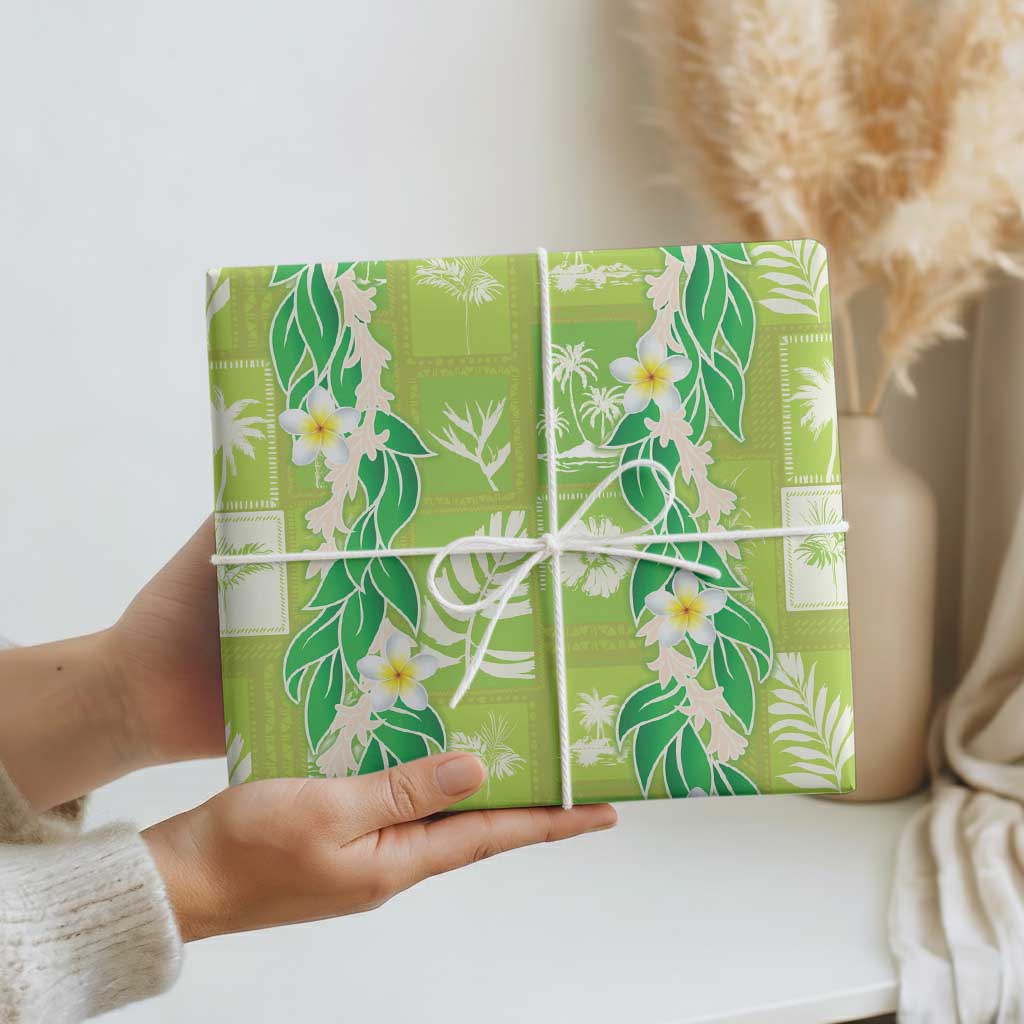 Aloha Hawaii Tuberose Lei Wrapping Paper Tropical Vibes Green Color - Polynesian Pride