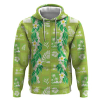 Aloha Hawaii Tuberose Lei Zip Hoodie Tropical Vibes Green Color - Polynesian Pride