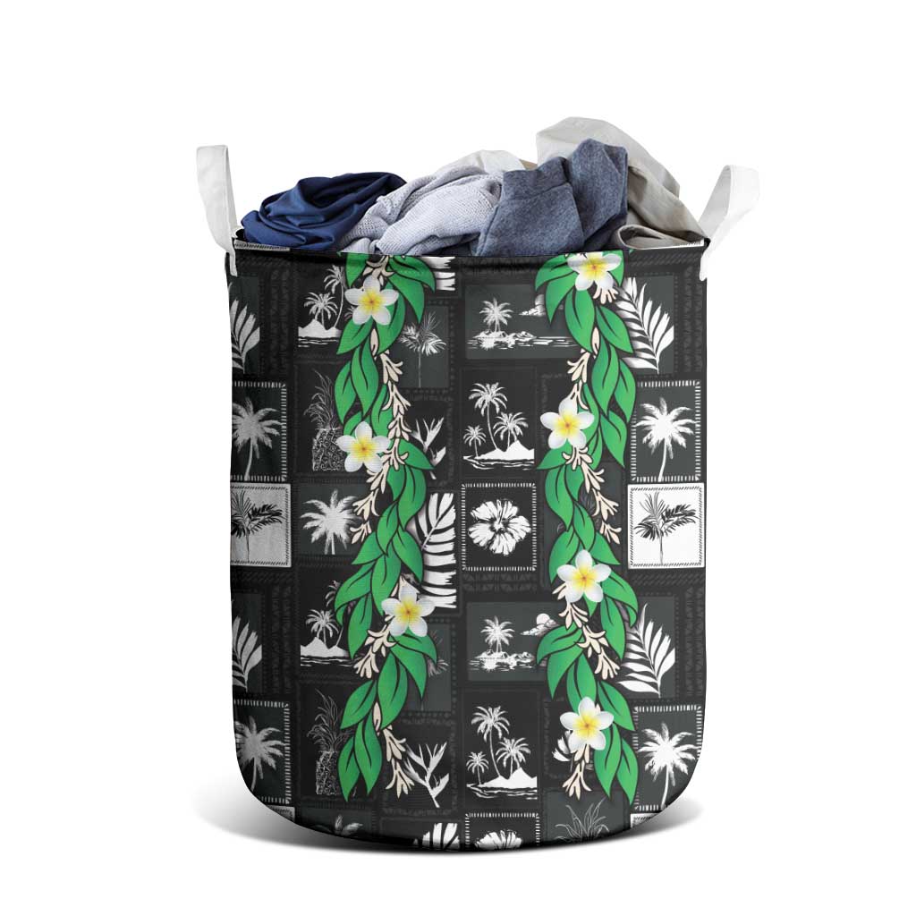 Aloha Hawaii Tuberose Lei Laundry Basket Tropical Vibes Black Color - Polynesian Pride