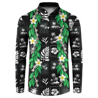 Aloha Hawaii Tuberose Lei Button Sweatshirt Tropical Vibes Black Color - Polynesian Pride