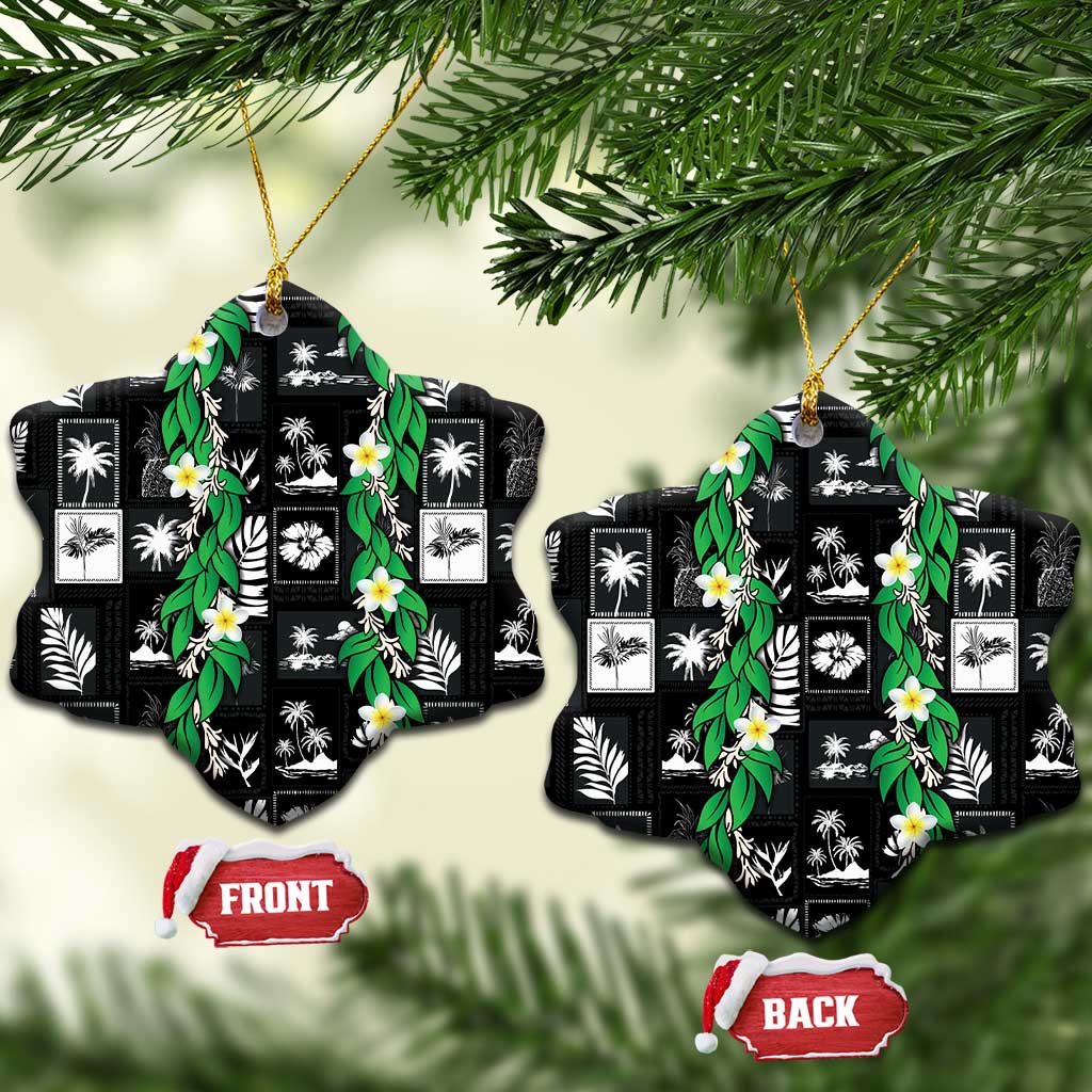 Aloha Hawaii Tuberose Lei Ceramic Ornament Tropical Vibes Black Color - Polynesian Pride