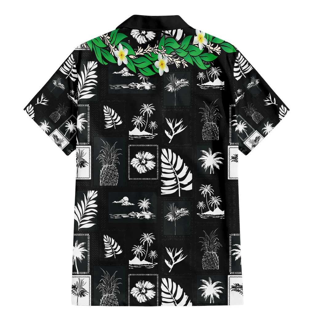 Aloha Hawaii Tuberose Lei Family Matching Mermaid Dress and Hawaiian Shirt Tropical Vibes Black Color - Polynesian Pride
