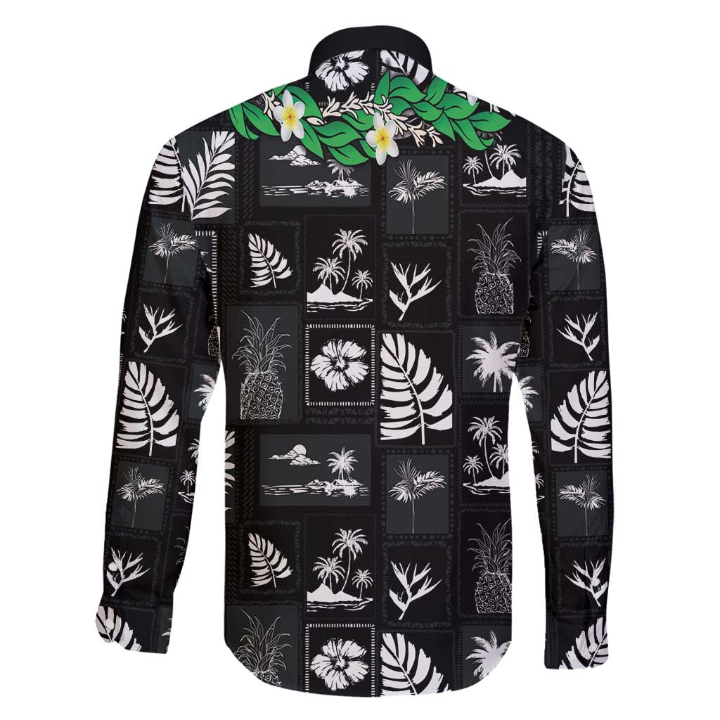 Aloha Hawaii Tuberose Lei Family Matching Puletasi and Hawaiian Shirt Tropical Vibes Black Color - Polynesian Pride
