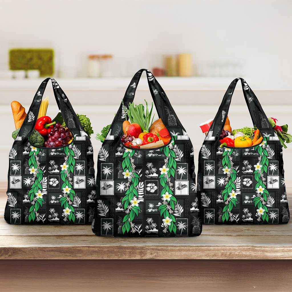 Aloha Hawaii Tuberose Lei Grocery Bag Tropical Vibes Black Color - Polynesian Pride