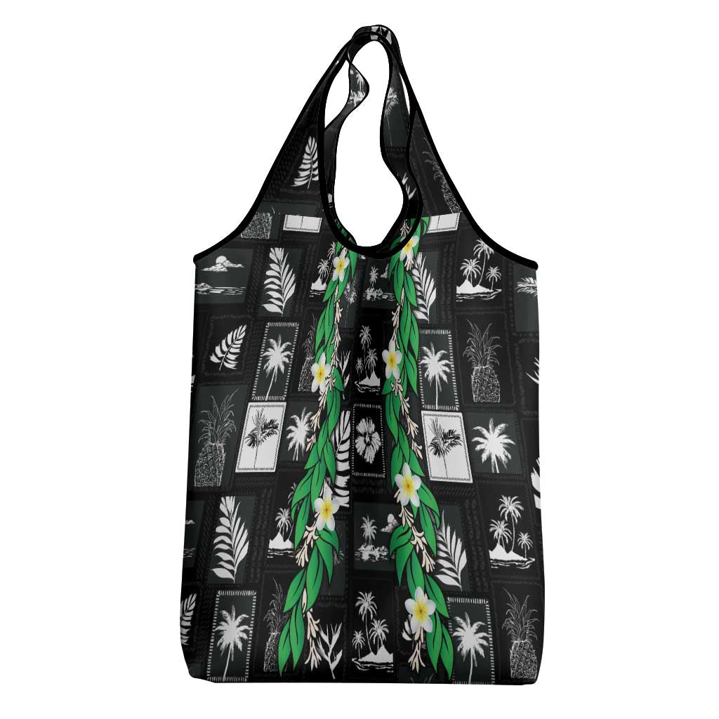 Aloha Hawaii Tuberose Lei Grocery Bag Tropical Vibes Black Color - Polynesian Pride