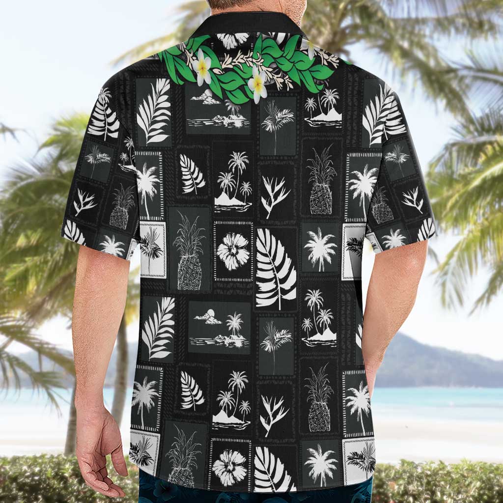 Aloha Hawaii Tuberose Lei Hawaiian Shirt Tropical Vibes Black Color - Polynesian Pride