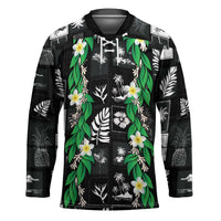 Aloha Hawaii Tuberose Lei Hockey Jersey Tropical Vibes Black Color - Polynesian Pride