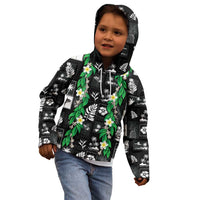 Aloha Hawaii Tuberose Lei Kid Hoodie Tropical Vibes Black Color - Polynesian Pride