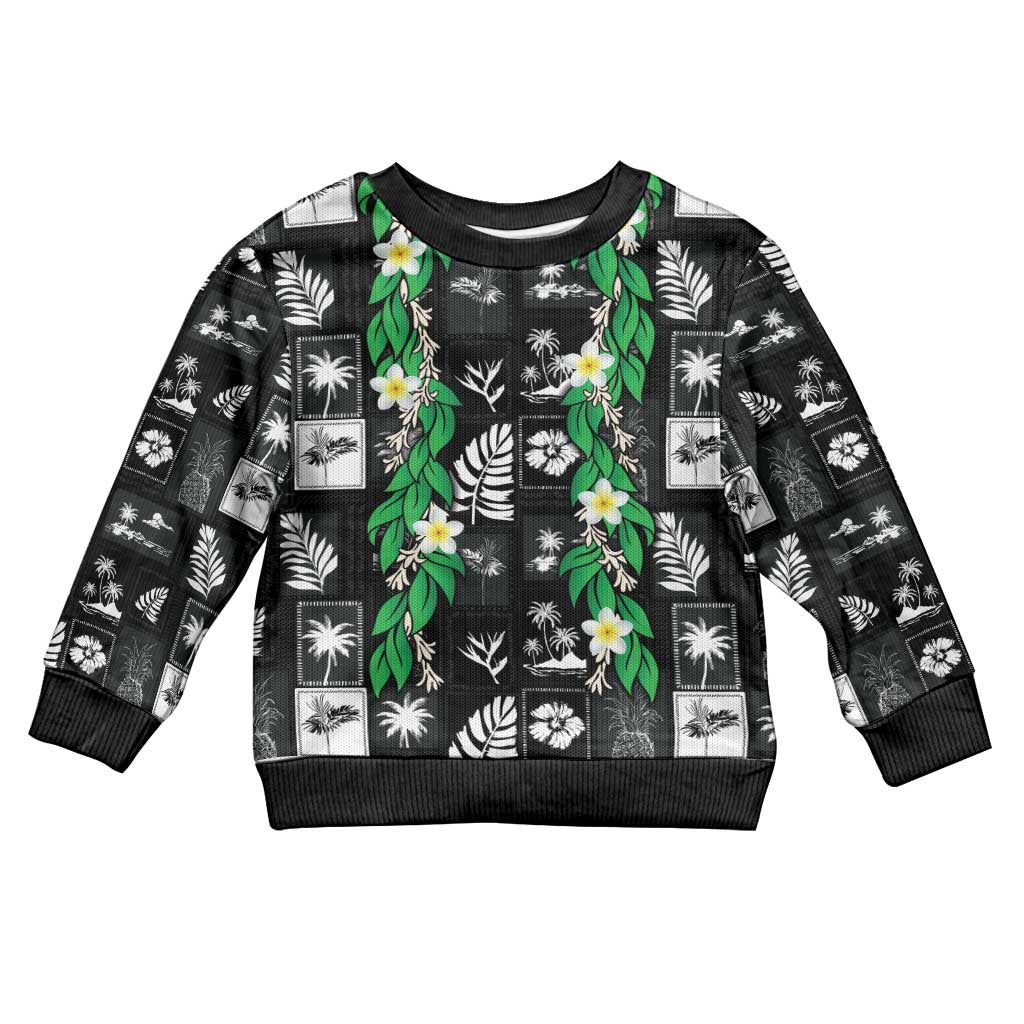 Aloha Hawaii Tuberose Lei Kid Ugly Christmas Sweater Tropical Vibes Black Color - Polynesian Pride