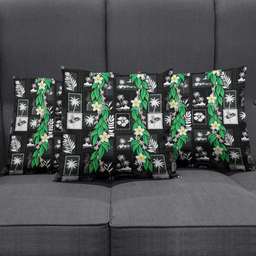 Aloha Hawaii Tuberose Lei Pillow Cover Tropical Vibes Black Color - Polynesian Pride