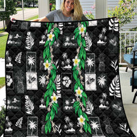 Aloha Hawaii Tuberose Lei Quilt Tropical Vibes Black Color - Polynesian Pride