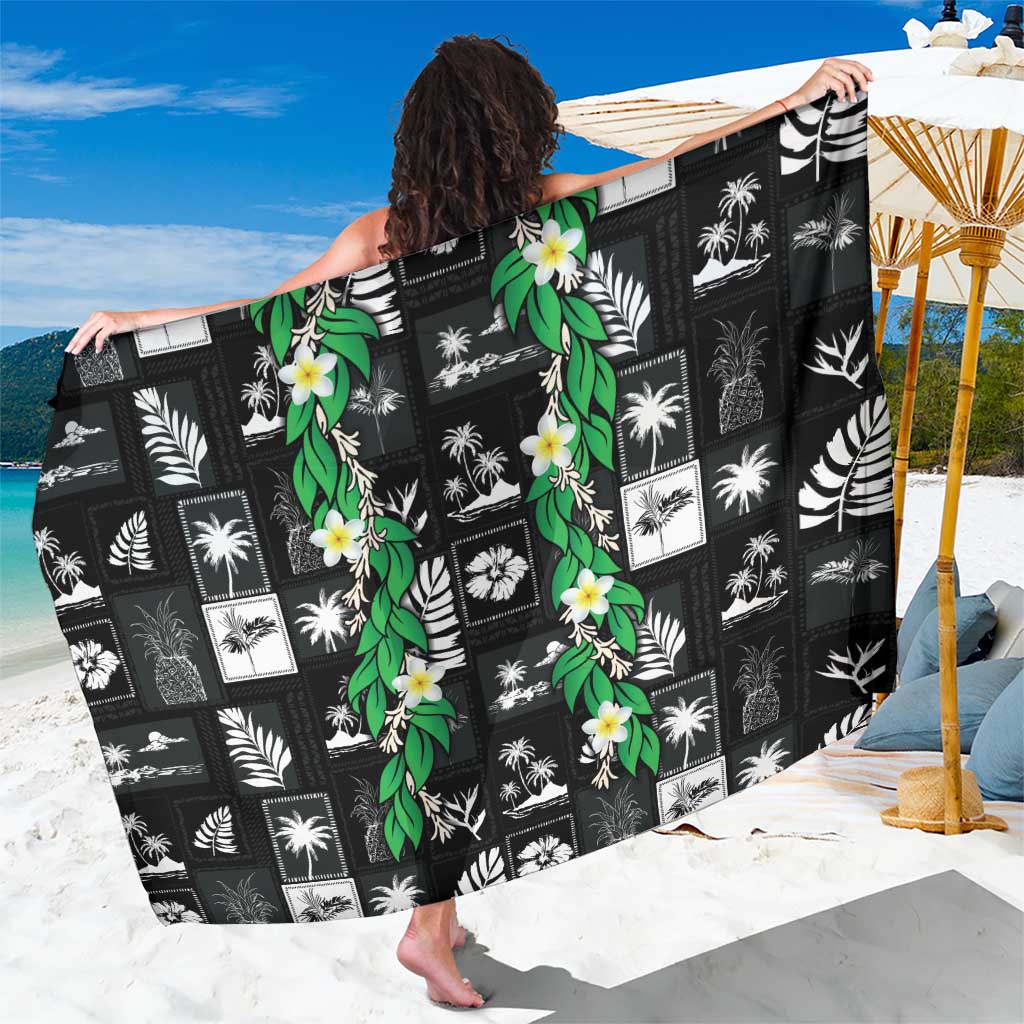 Aloha Hawaii Tuberose Lei Sarong Tropical Vibes Black Color - Polynesian Pride