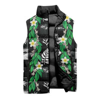 Aloha Hawaii Tuberose Lei Sleeveless Puffer Jacket Tropical Vibes Black Color - Polynesian Pride