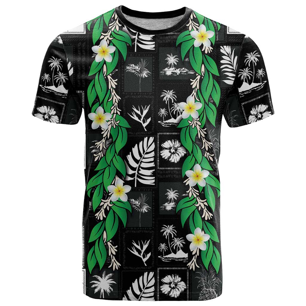 Aloha Hawaii Tuberose Lei T Shirt Tropical Vibes Black Color - Polynesian Pride