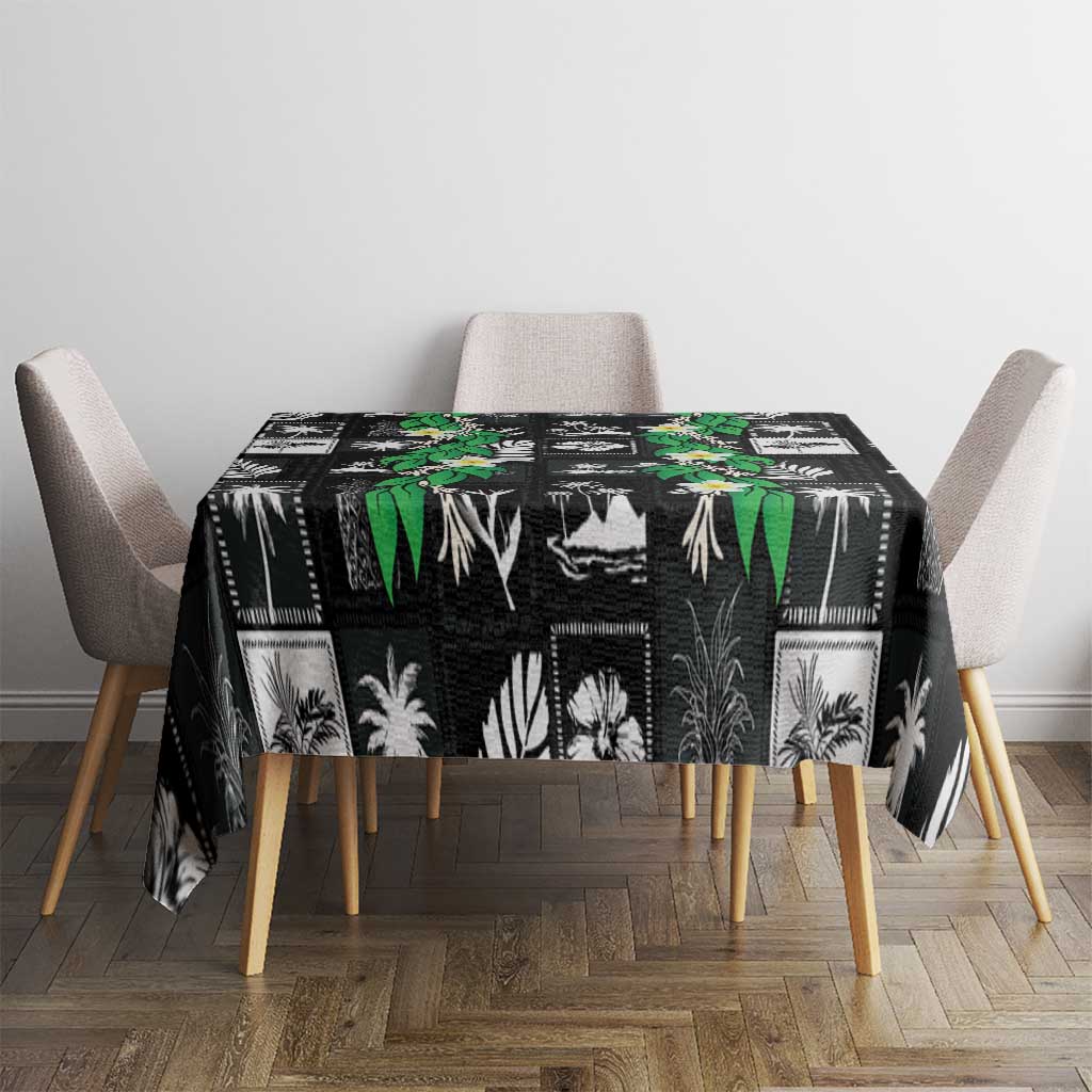 Aloha Hawaii Tuberose Lei Tablecloth Tropical Vibes Black Color - Polynesian Pride