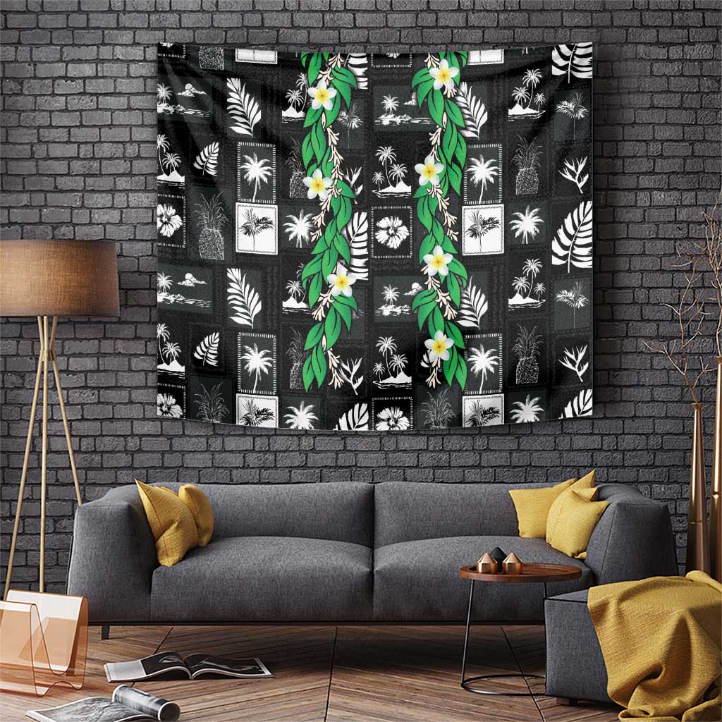 Aloha Hawaii Tuberose Lei Tapestry Tropical Vibes Black Color - Polynesian Pride