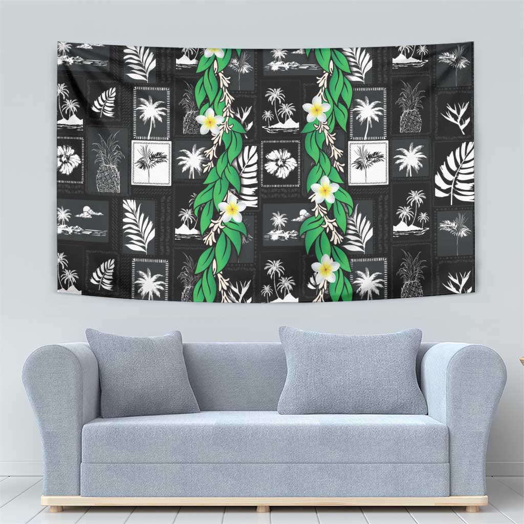 Aloha Hawaii Tuberose Lei Tapestry Tropical Vibes Black Color - Polynesian Pride