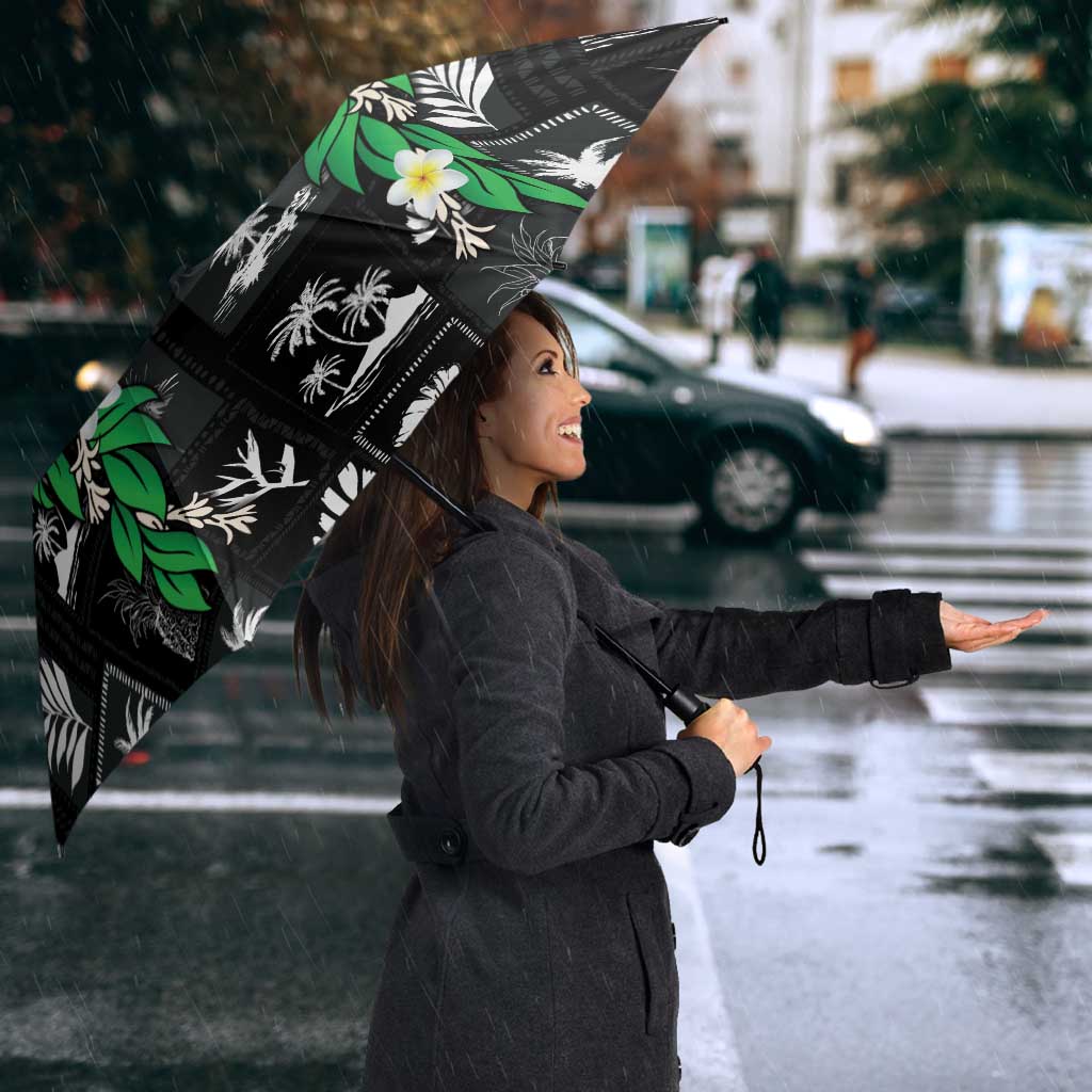 Aloha Hawaii Tuberose Lei Umbrella Tropical Vibes Black Color - Polynesian Pride