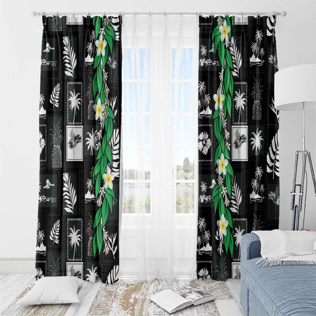 Aloha Hawaii Tuberose Lei Window Curtain Tropical Vibes Black Color - Polynesian Pride